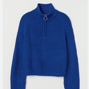 H&M Vibrant Blue Knit Turtleneck Sweater